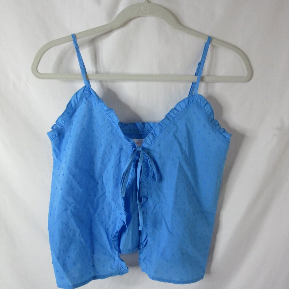 Colsie Pajama Top Poplin Swiss Dot Tank Top Sky Blue Size Extra Small XS NWT